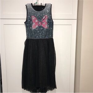 Sparkly Black and Pink Bow Kids Dress